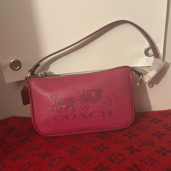 Coach Handbags - Coach Hot Pink Pebbled Leather Mini Shoulder Bag with Gold Hardware